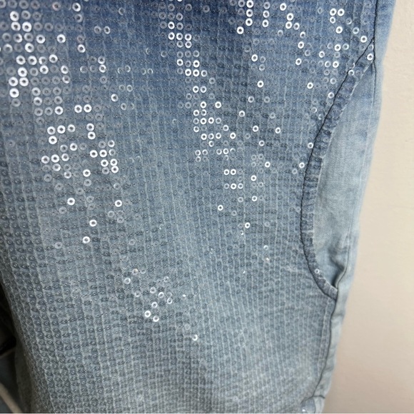 Angela Mara Blue Ombré Sequin Lightweight Hooded Jacket Size Small - Picture 11 of 11